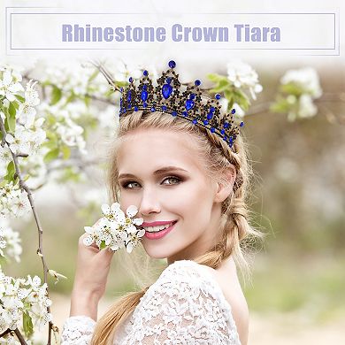 Women Faux Crystal Queen Crowns Tiara Rhinestone Tiaras