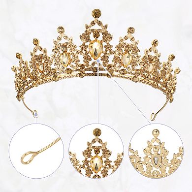 Women Faux Crystal Queen Crowns Tiara Rhinestone Tiaras