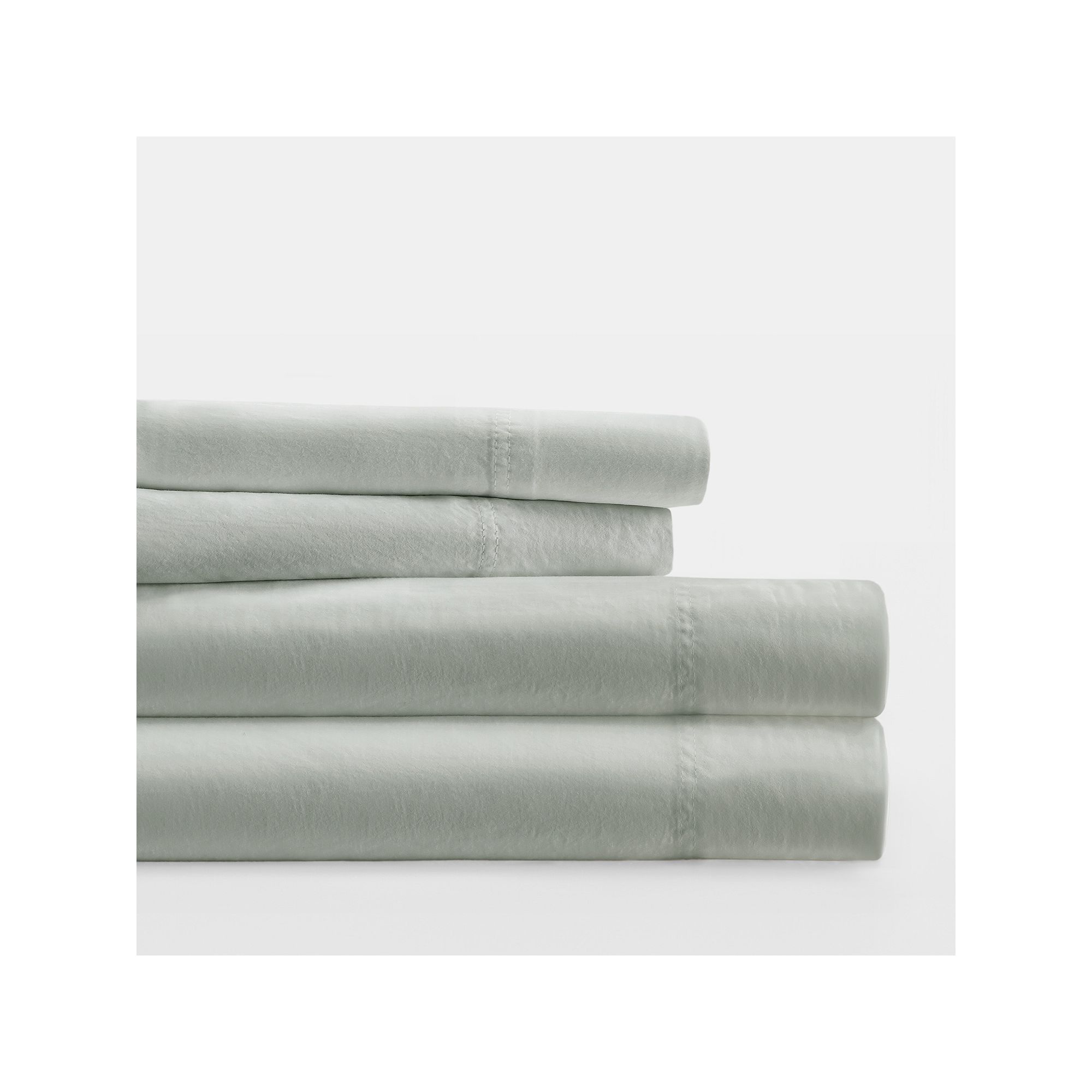 Home Collection Solid Cotton Sheet Set or Pillowcases, Green Mist