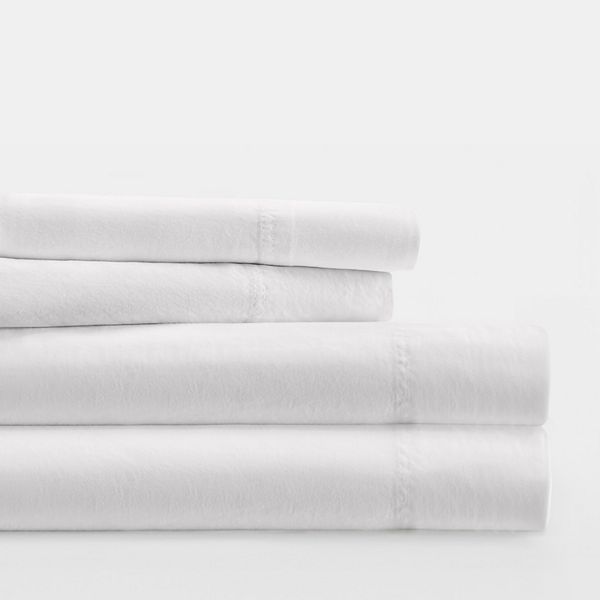 Home Collection Solid Cotton Sheet Set or Pillowcases - White (CKING SET)