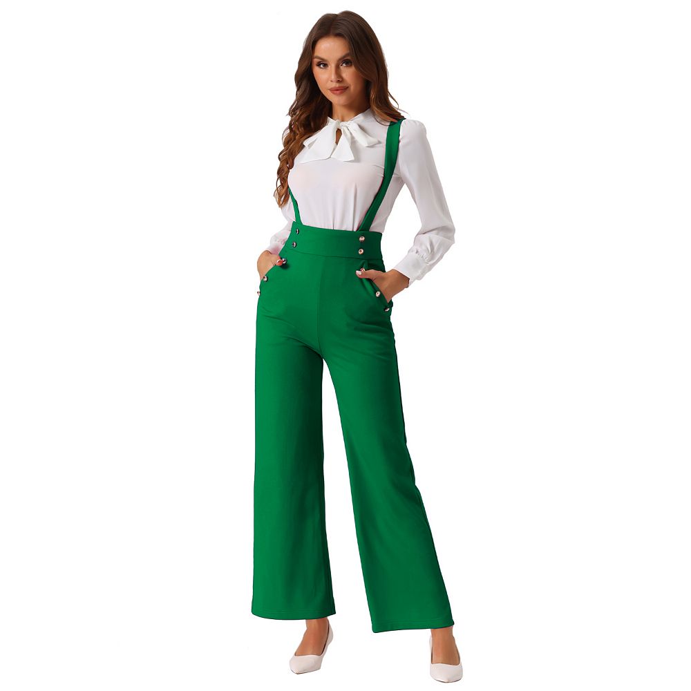 Casual Office Overall For Women's Adjustable Straps Wide Leg
