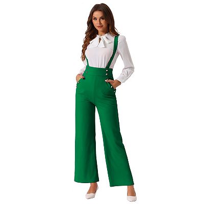 Casual Office Overall For Women's Adjustable Straps Wide Leg