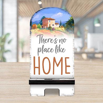 There Is No Place Like Home Cell Phone Stand Family Decor Wood Mobile Holder Organizer