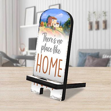 There Is No Place Like Home Cell Phone Stand Family Decor Wood Mobile Holder Organizer