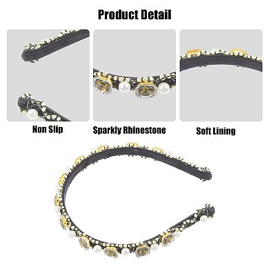 Faux Pearl Rhinestone Headband Hair Accessories for Women 0.59" Wide