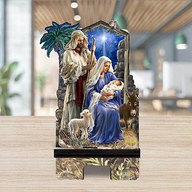 Holy Night Cell Phone Stand Inspirational Decor Wood Mobile Holder Organizer
