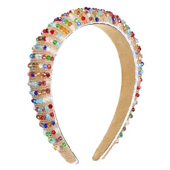 Crystal Headband Rhinestone Hairband for Women Multicolour 1.2 Inch Wide