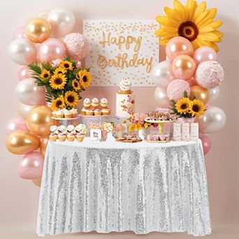 Polyester Sequin Dining Room Parties Dances Round Tablecloth 1 pc 47" X 47"