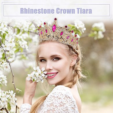 Women Faux Crystal Princess Crowns Tiara Rhinestone Party