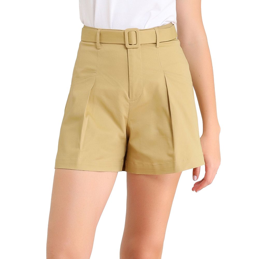 Women's Cargo Belted Pockets Work Office Utility Shorts