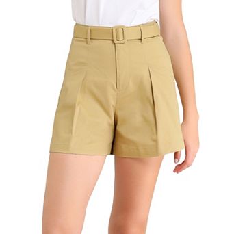 Women's Cargo Belted Pockets Work Office Utility Shorts