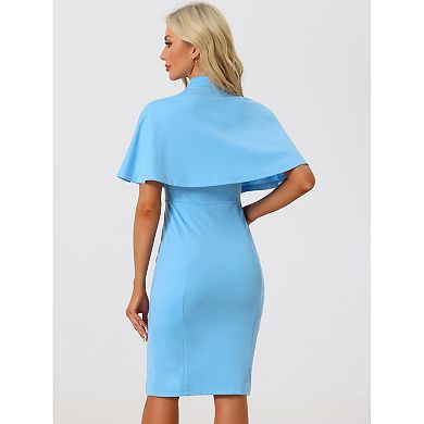 Elegant Business Dresses For Women's Double Breasted Two Pieces Cape And Dress Sets