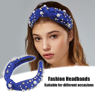 1pc Knotted Faux Rhinestones Headband Women Hairband 1.18 Inch Wide