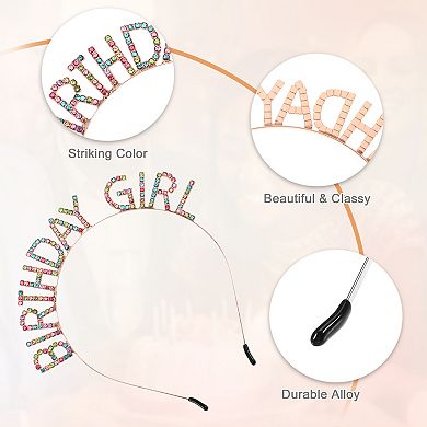 Women Birthday Headband Tiara Rhinestone Happy Birthday