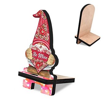 Be Mine Gnome Cell Phone Stand Family Decor Wood Mobile Holder Organizer