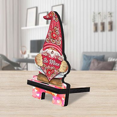 Be Mine Gnome Cell Phone Stand Family Decor Wood Mobile Holder Organizer