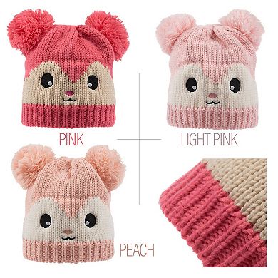 Knitted Winter Beanie For Infants in Pinks and Peach - So Cute!