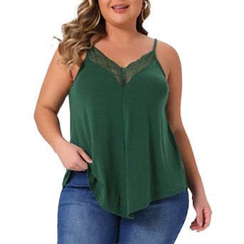 Agnes Orinda Women's Plus Size Lace Front V-Neck Sleeveless Spaghetti Strap Camisole