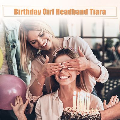 Women Girl Birthday Headband Tiara Rhinestone Happy Birthday  display picture 3