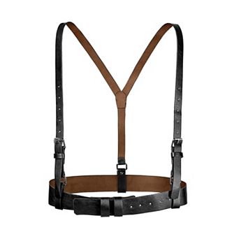 Unisex Plus Size Vintage PU Leather Y Back Suspenders Adjustable Holes Belts
