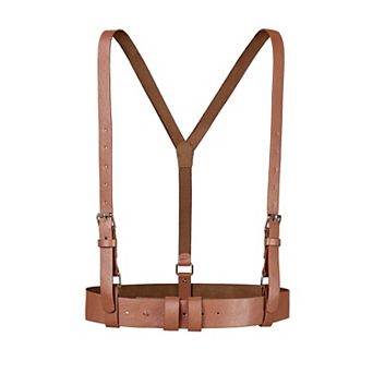 Unisex Plus Size Vintage PU Leather Y Back Suspenders Adjustable Holes Belts