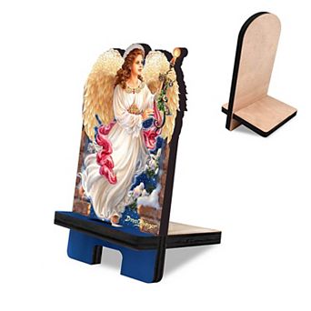 Angel of the Light Cell Phone Stand Inspirational Decor Wood Mobile Holder Organizer