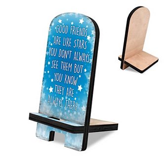 Good Friends Cell Phone Stand Family Decor Wood Mobile Holder Organizer