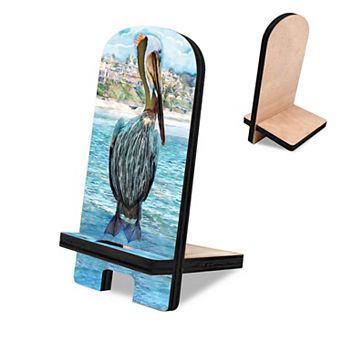 Pelican Coastal Cell Phone Stand Wood Mobile Holder Organizer