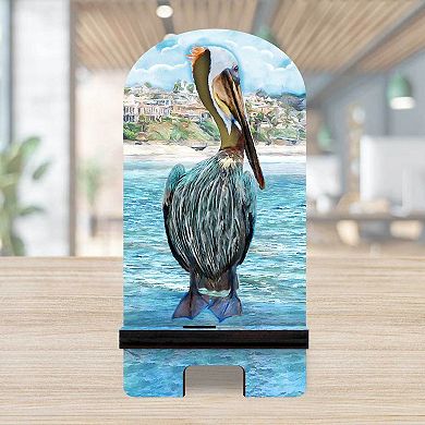 Pelican Coastal Cell Phone Stand Wood Mobile Holder Organizer