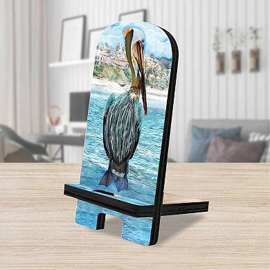 Pelican Coastal Cell Phone Stand Wood Mobile Holder Organizer