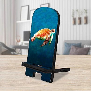 The Turtle Coastal Cell Phone Stand Wood Mobile Holder Organizer