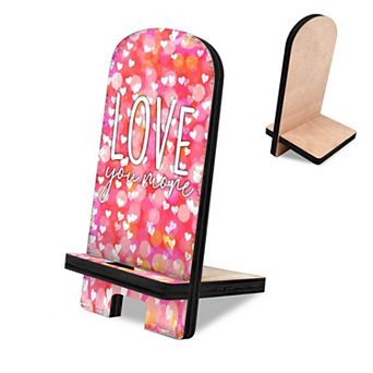 Love You More Cell Phone Stand Family Decor Wood Mobile Holder Organizer