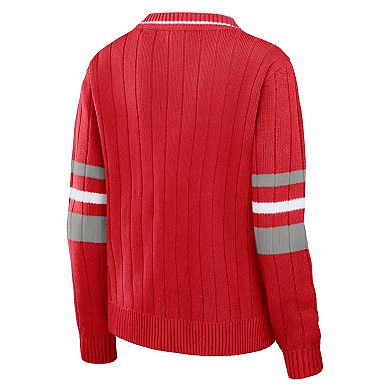 Women's NCAA Ohio State Buckeyes Script V-Neck Pullover Sweater