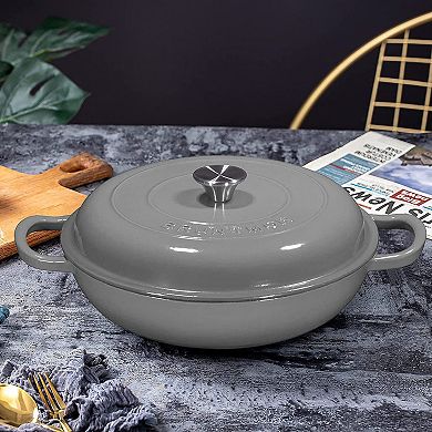 Enamel Cast Iron Dutch Oven With Handles And Lid