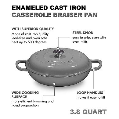 Enamel Cast Iron Dutch Oven With Handles And Lid