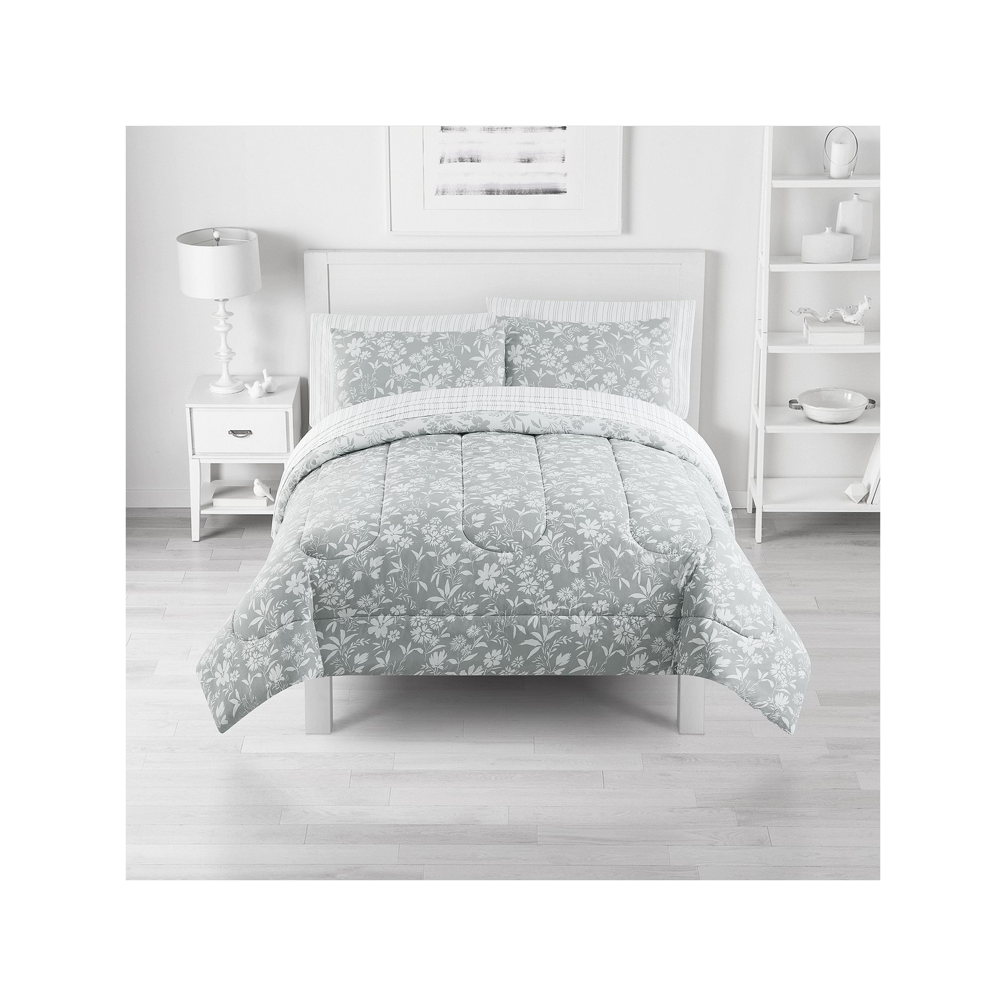 The Big One® Lena Floral Reversible Comforter Set with Sheets, Gray