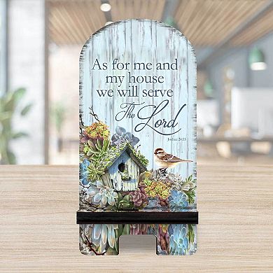 Serve the Lord Cell Phone Stand Inspirational Decor Wood Mobile Holder Organizer