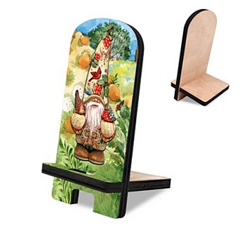 Fall Gnome Cell Phone Stand Halloween Decor Wood Mobile Holder Organizer