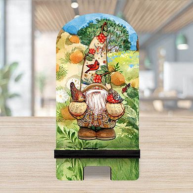 Fall Gnome Cell Phone Stand Halloween Decor Wood Mobile Holder Organizer