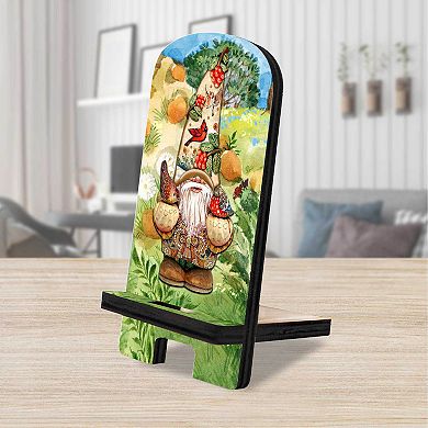 Fall Gnome Cell Phone Stand Halloween Decor Wood Mobile Holder Organizer