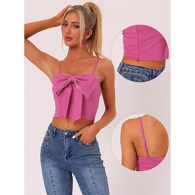 Women's Cropped Top Bowknot Front Spaghetti Strap Cami