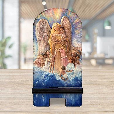 Blessing Mother Cell Phone Stand Inspirational Decor Wood Mobile Holder Organizer