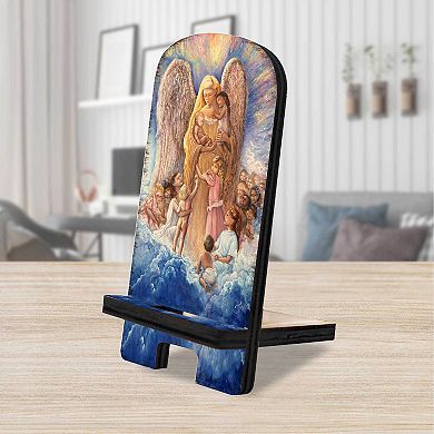 Blessing Mother Cell Phone Stand Inspirational Decor Wood Mobile Holder Organizer