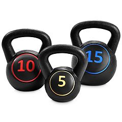 BalanceFrom Fitness 5, 8, and 12 Pound Neoprene Coated Dumbbell Set with  Stand