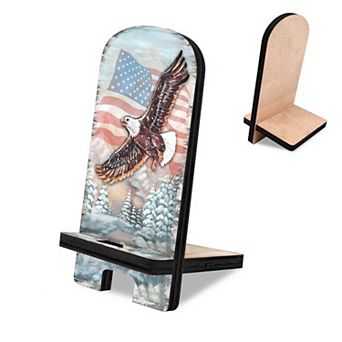 American Eagle Cell Phone Stand Wood Mobile Holder Organizer