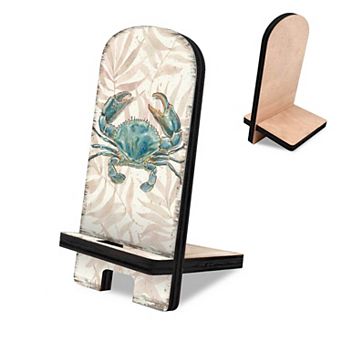 Vintage Crab Coastal Cell Phone Stand Wood Mobile Holder Organizer