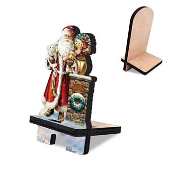 Silent Night Santa Cell Phone Stand Christmas Decor Wood Mobile Holder Organizer