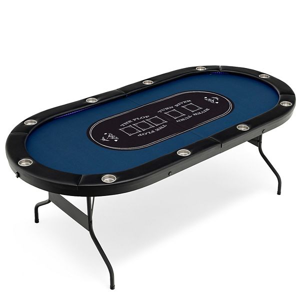 Foldable 10Player Poker Table with LED Lights and USB Ports Ideal for