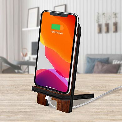 Sunset Yoga Cell Phone Stand Inspirational Decor Wood Mobile Holder Organizer
