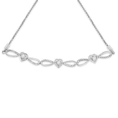 Haus of Brilliance Sterling Silver Diamond Accent Heart & Infinity Adjustable Bolo Bracelet